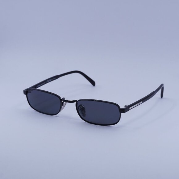 Prada PRB54S 1AB5Z1 Sunglasses Black Rectangle Frame, Dark Grey Polarized Lenses - Picture 1 of 11